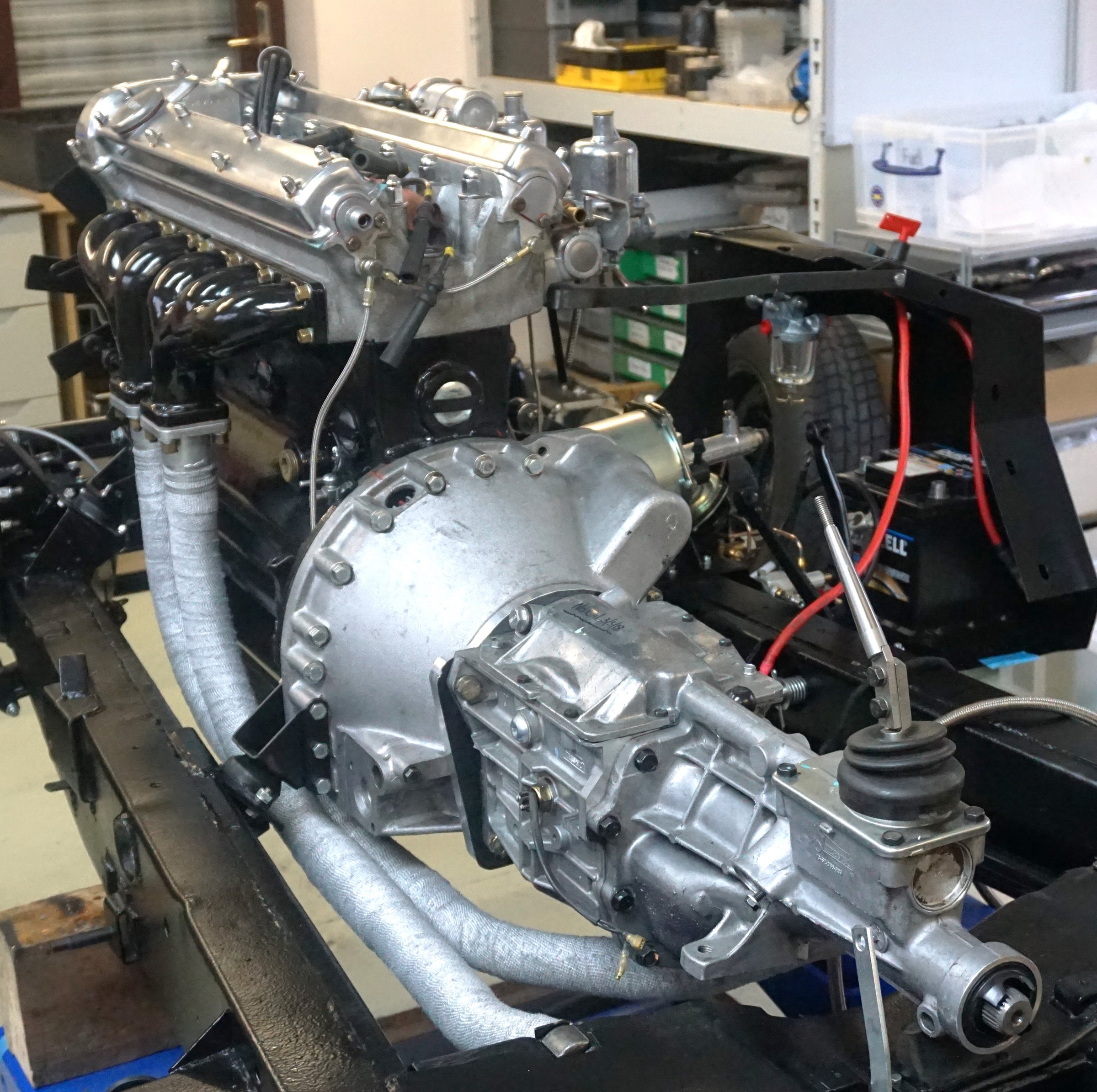Photograph from the restoration of Jaguar XK140 WPK38