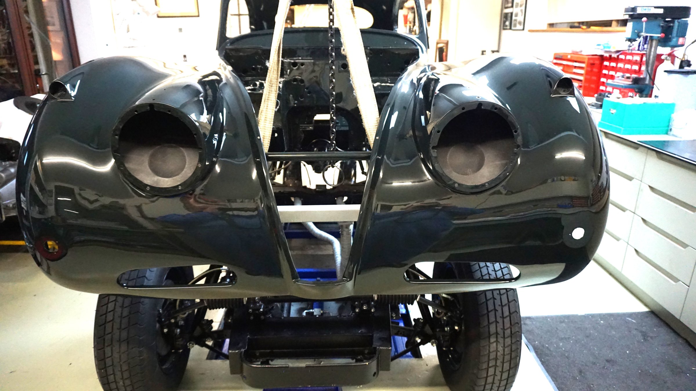 Photograph from the restoration of Jaguar XK140 WPK38